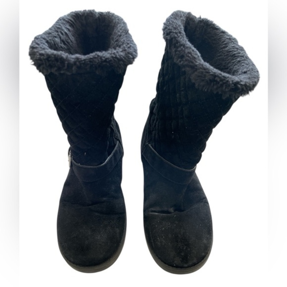 G by Guess Black Suede Faux Fur Quilted Boots